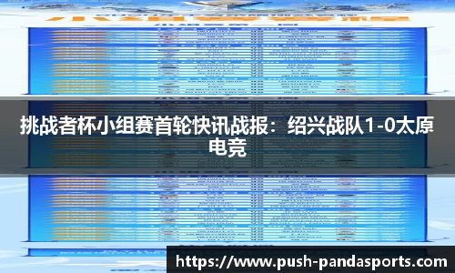 挑战者杯小组赛首轮快讯战报：绍兴战队1-0太原电竞